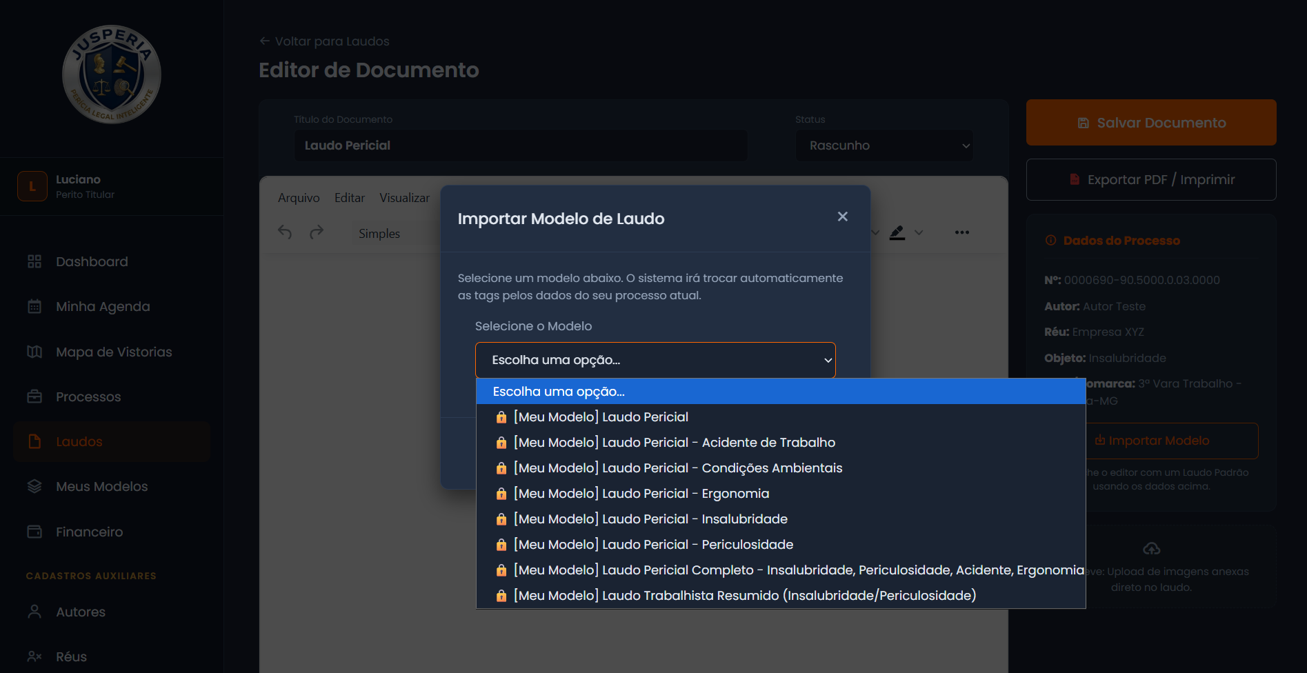 Editor de Laudos Jusperia